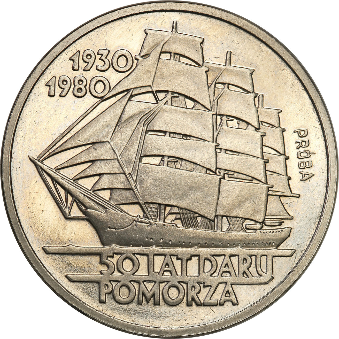 PRL. PRÓBA Nikiel 100 złotych 1980 – Dar Pomorza